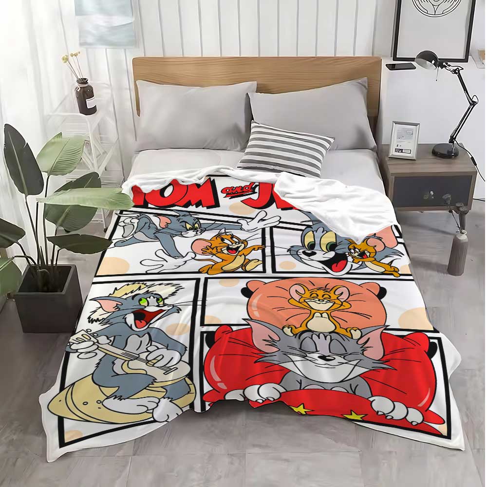 Fluffy Soft Blankets King Size Kawaii Tom-cat Luxury Throw Blanket for Sofa Decoration Home Interior Knee Nap Bed & Throws Hairy