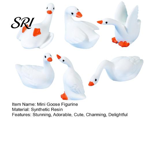 Multi-pose Goose Statue 6 Pcs Mini Figurine Tiny Resin Small Cute Animal Miniature Waterfowl Decor Figures for DIY Crafts Cake Topper Micro Landscape