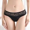 Women Sexy Briefs See-through Lace Stitching Seamless Panties Mid-rise Solid Color Female Transparent Pantie