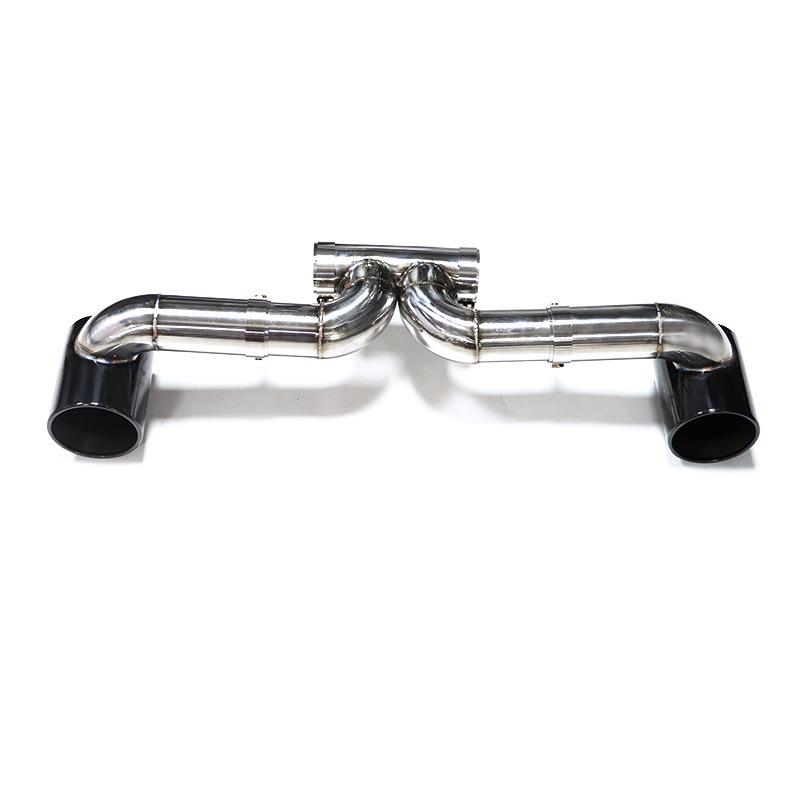 Porsche 718 GT4 Upgrade: Stainless Steel Dual Exhaust with Muffler & Black Tailpipe Tips