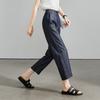 Clear thread design with linen thin style harem pants for women in 2026 summer, loose and versatile casual cropped pants
