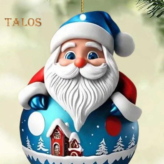 Подвеска в виде Санта-Клауса Roly-poly, 2D, акриловое подвесное украшение, рождественская елка, мультяшный Санта, украшение для каминной полки, автомобильный рюкзак