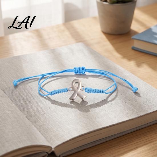 Flexible Knot String Bracelet 2PCS Hand-woven Braided Bracelets with Metal Ribbon Pendant Adjustable Cord Awareness Commemorative Gift for