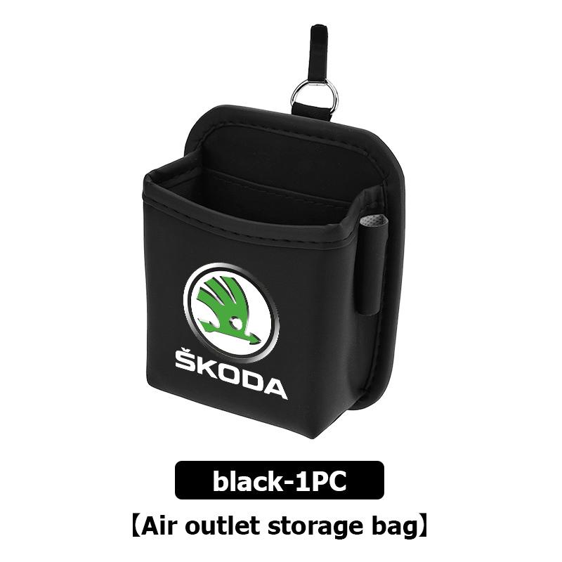 AAABS1 Car Air Outlet Storage Box Hanging Phone Lipstick Lighter Organizer Bag Holder For Skoda Octavia A5 A7 RS Fabia Superb Rapid