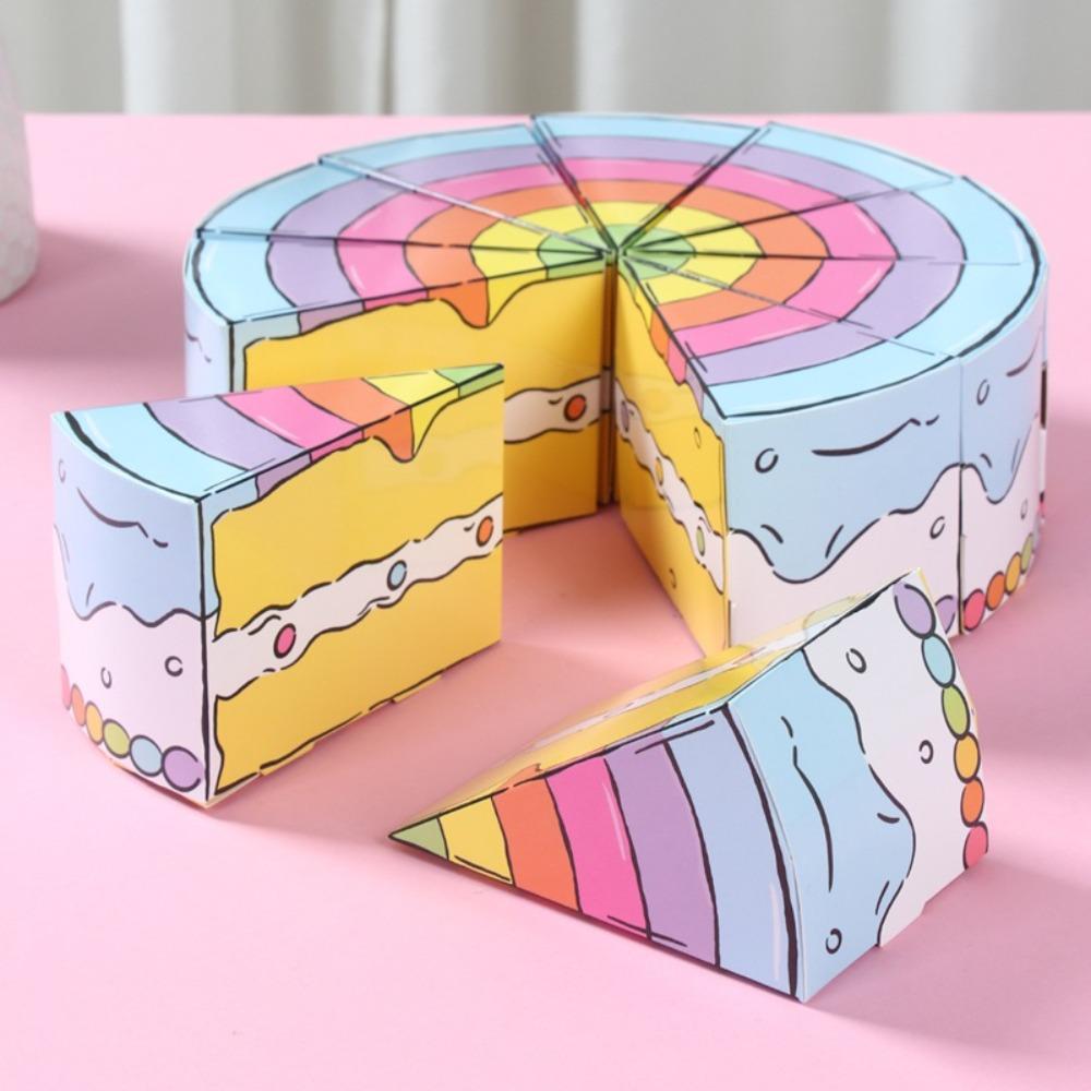 10PCS Paper Triangular Cake Shaped Gift Box Cartoon Combination Party Gift Packing Box DIY Birthday Party Favor Box Baby Shower
