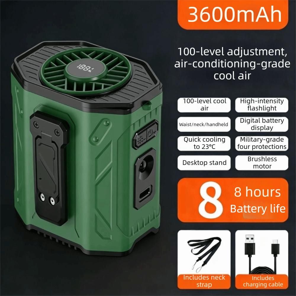 Rechargeable Wearable Belt Fan 100 Gears Hanging Neck Fan Portable Waist Clip Fan Indoor Home
