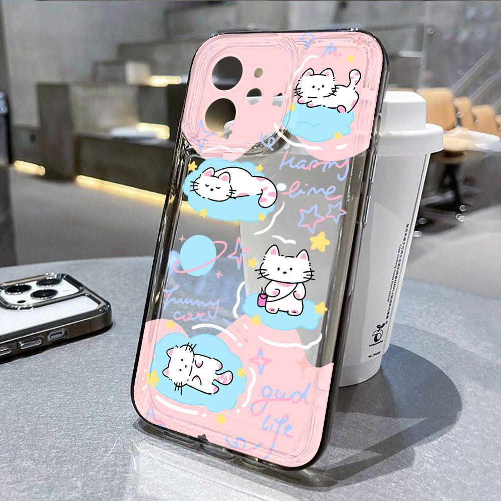 Розовый кот подходит для iPhone17promax Apple 16 чехол для мобильного телефона 14/13 девичье сердце 15 мягкий чехол xs