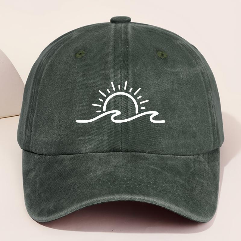 Sunrise White Printed Baseball Cap for Men and Women Fashionable Retro Outdoor Hat Versatile Peaked Cap