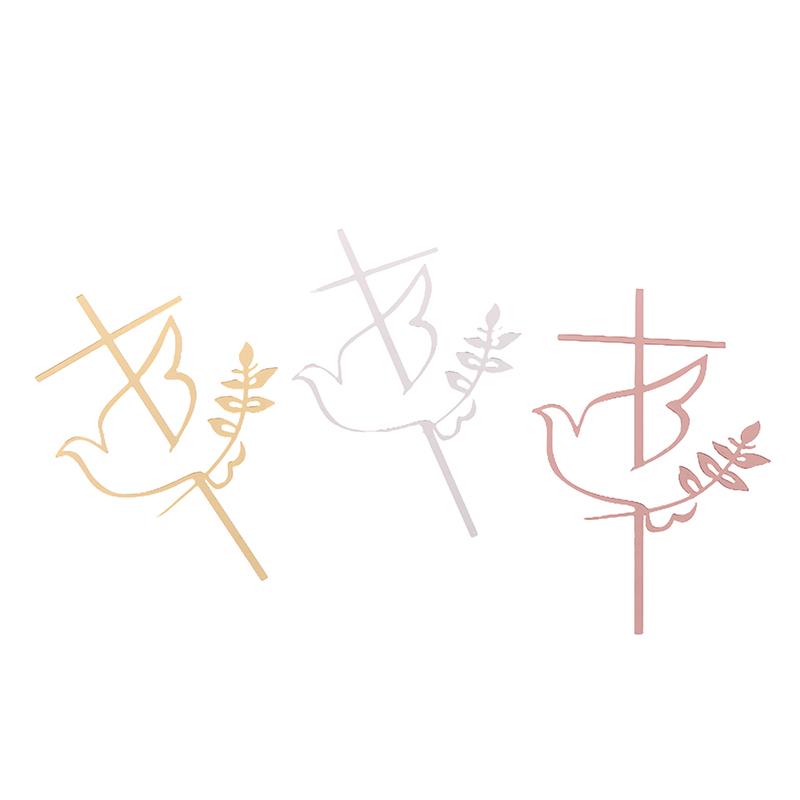 Вставка из акрила в форме креста Dove для украшения торта на первое причастие в минималистском стиле