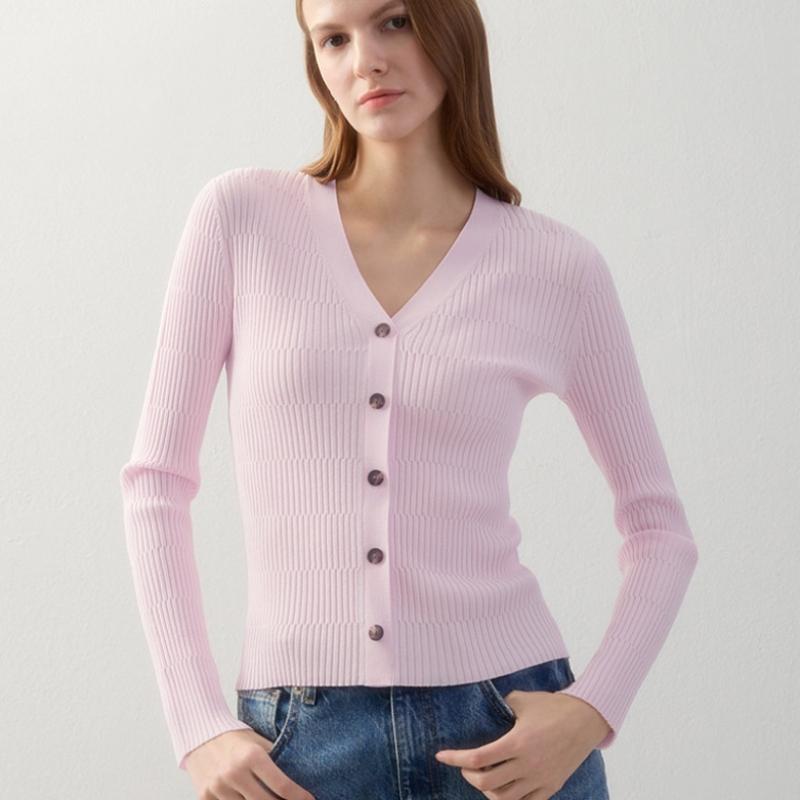 [shs Miss] Текстурированный V-образный вырез на пуговицах Sskpoo11070 Lp