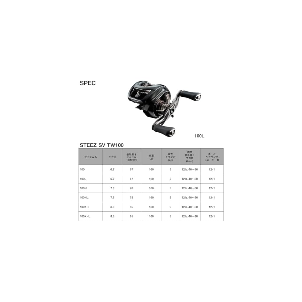 Daiwa Steez SV TW 100HL Baitcasting Reel 2024 Model High Gear Ratio Lightweight Design