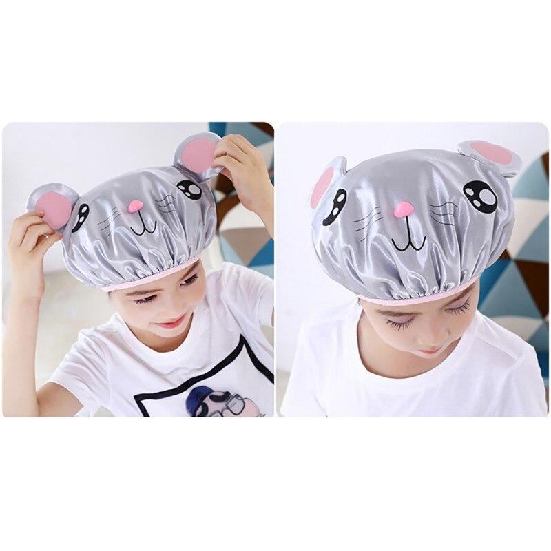 Детская хорошая милая шапочка для ванны с мультяшным принтом, водонепроницаемая эластичная прочная шапочка для душа из ПВХ