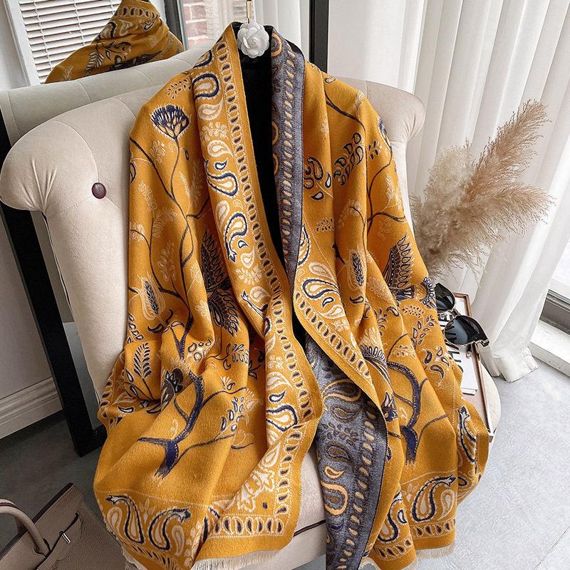 Scarf Women'S Autumn And Winter New Item Cashmere Blend Double-Sided Color Warm Shawl Thick Long Scarf High-End Sense Fashionable And Versatile