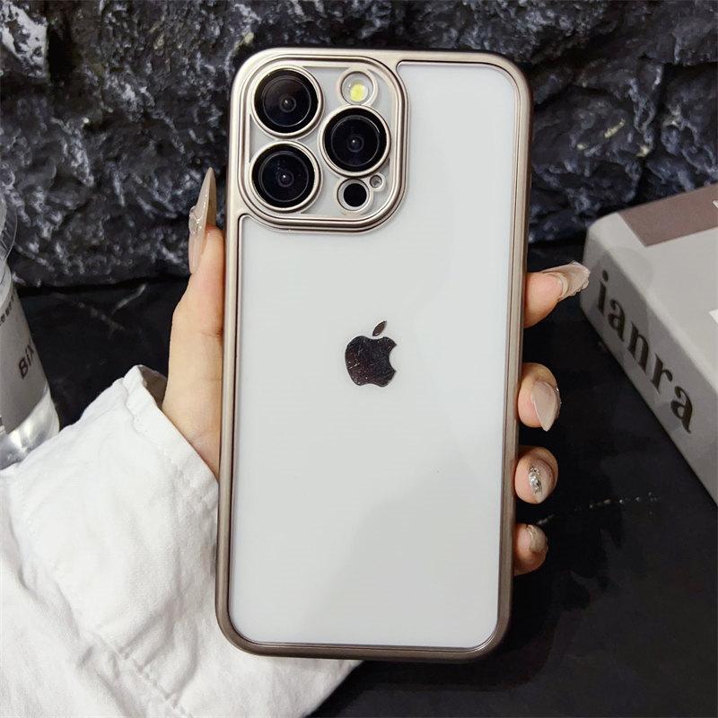 Luxury 6D Electroplated Frosted Case with Lens Film for iPhone 15 Pro Max 14 Plus 13 12 11 Pro All-inclusive Fall Protection Cover