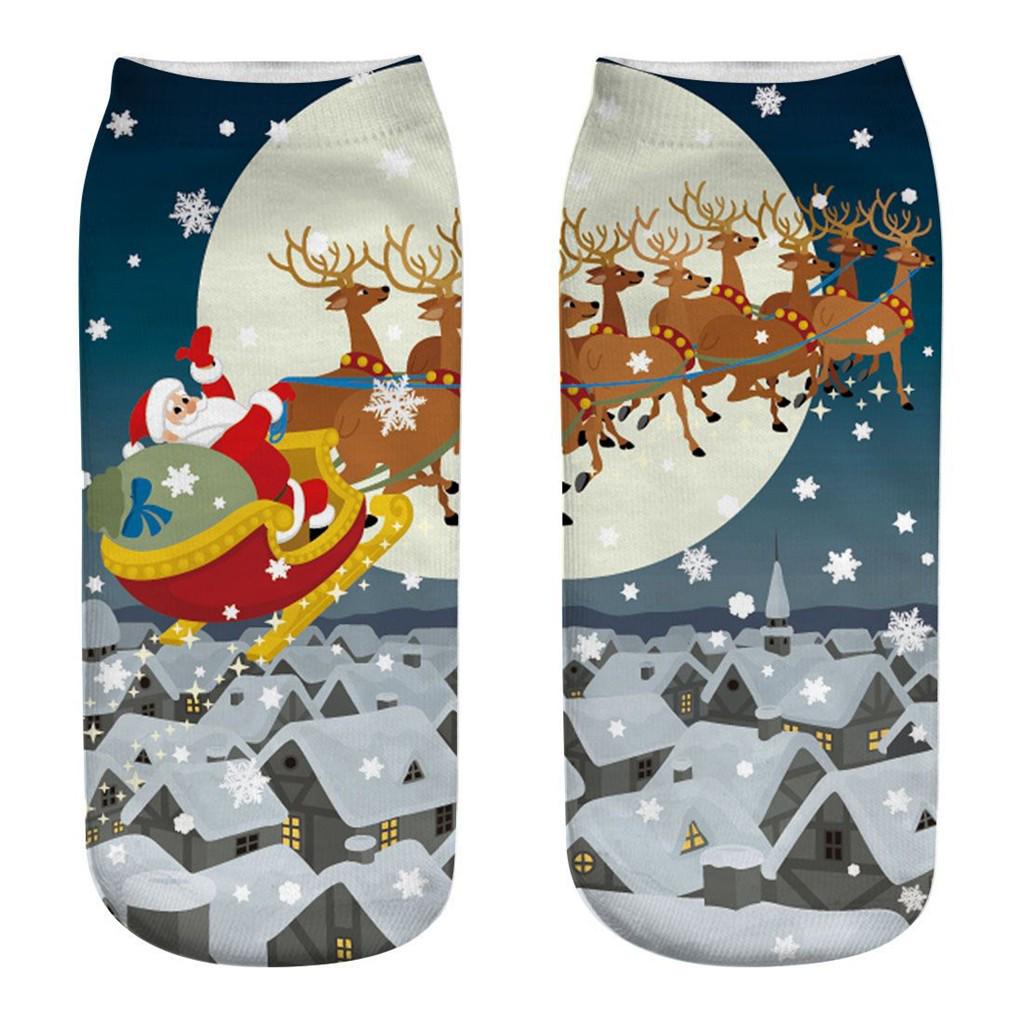 Повседневные рабочие деловые носки 3D Рождественские спортивные носки с принтом Санта-Лося среднего размера