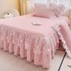 Кружевной комплект юбки и простыни для кровати в корейском стиле - 3 предмета, стеганый пылезащитный чехол для кровати с полной оборкой