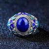 Классические Изысканные Кольца Клуазонне с Цветком из Синего Лазурита для Женщин, Винтажная Эмаль в Дворцовом Стиле, Свадебные Ювелирные Изделия