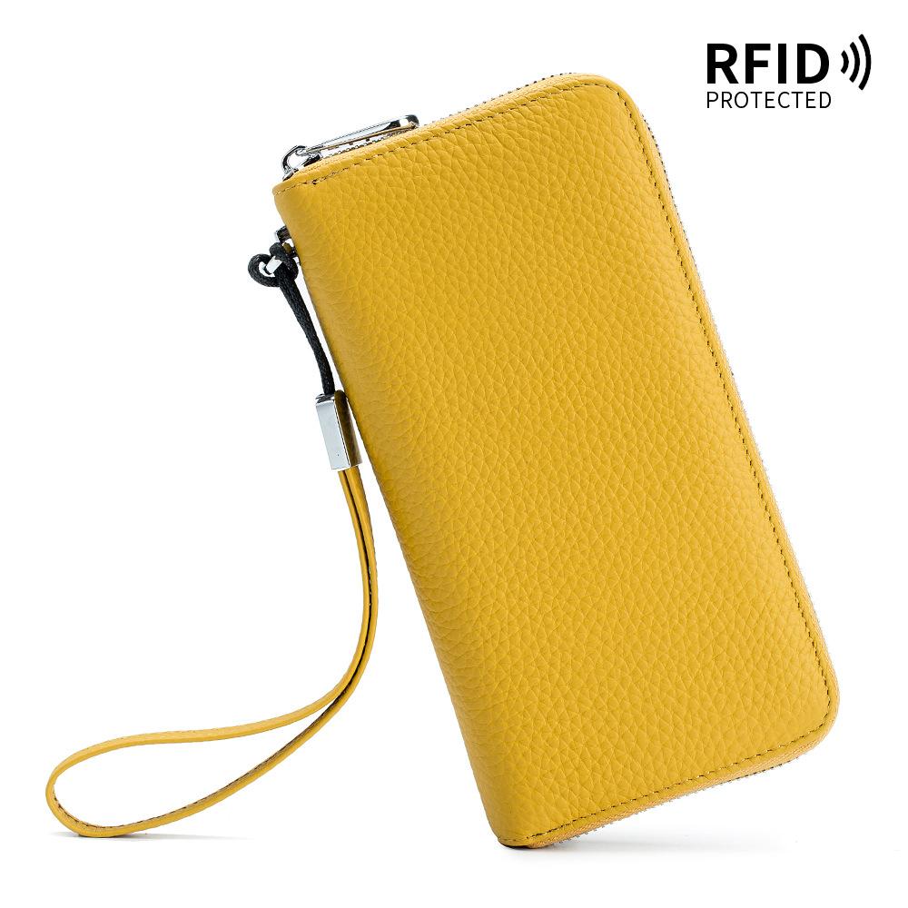 Женский длинный клатч из натуральной кожи с защитой от RFID-излучения – мягкий минималистичный кошелек с карманом для телефона и отделениями для карт