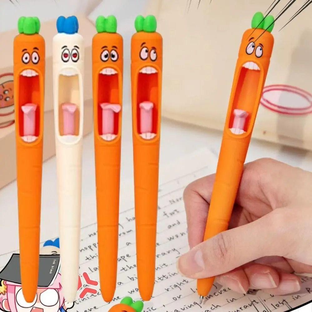 4Pcs/Box Multifunction Student Writing Pen ABS Carrot Ink Pen Drawing Stationery