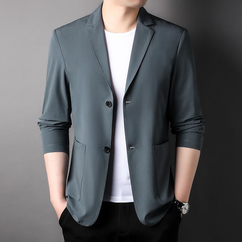 Мужской летний тонкий костюм, куртка из ледяного шелка с защитой от солнца, универсальный повседневный костюм высокого класса для мужчин