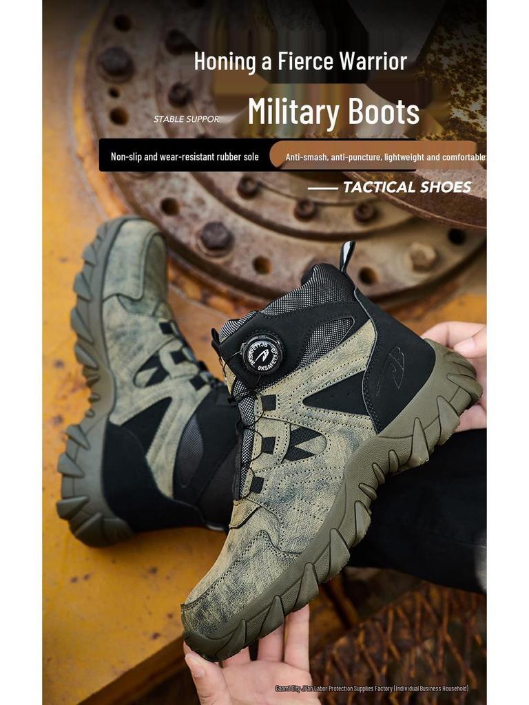 Cross-Border Steel Toe Safety Shoes: High-Top, Anti-Smash, Puncture-Resistant, Wear-Resistant, Soft Sole, Comfortable Fit.