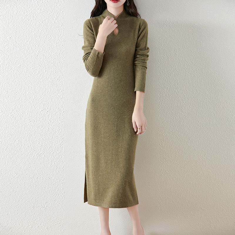 Women Sweater Dress 100% Wool MODERN NEW SAGA Turtleneck Knit Long Pullover Winter Jumpers Wool Long Dress Female