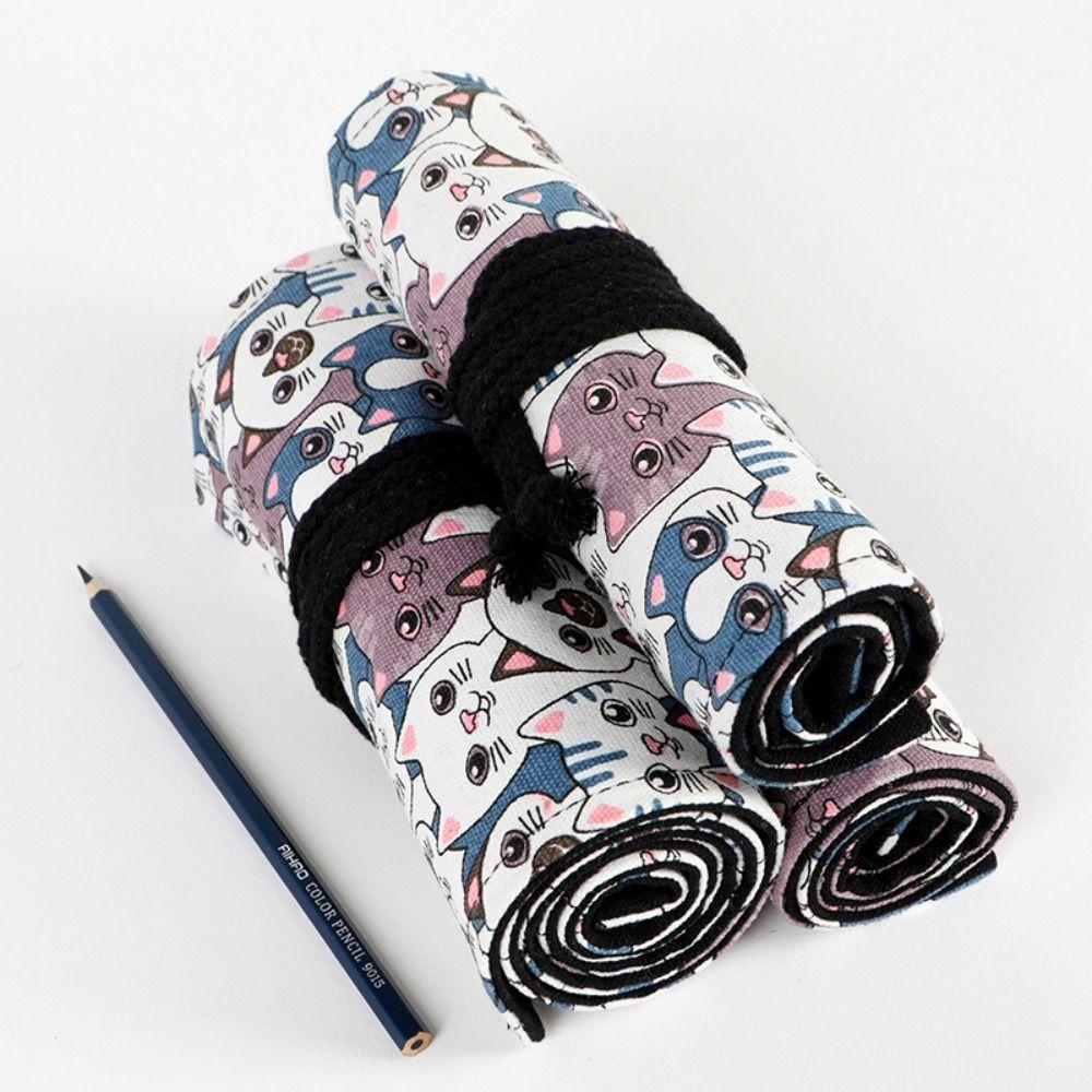 Милый кот Печать Ручка Штора Кисти Для Макияжа Хранение Ручки Футляр Модная Ручка Сумка Школа Офис