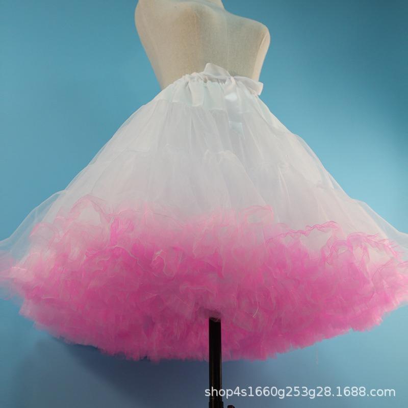 Поддерживающая юбка Lolita без косточек, поддержка из пряжи, поддержка из хлопка 'белое облако', радужный fart, очень пышная нижняя юбка