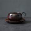 Retro Ceramic Cup Mug Style Simple Afternoon Tea Cup Creative Coarse Pottery Coffee Cup Saucer Set