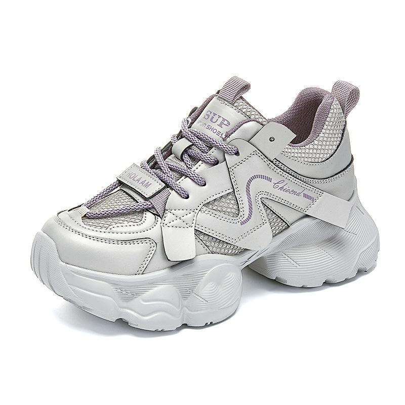 Толстоподошвенные увеличивающие рост кроссовки для папы, женские летние дышащие сетчатые туфли, новинка 2025 года, универсальные, ins, спортивные женские кроссовки для бега, подчеркивающие длину ног