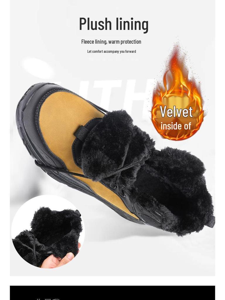 2024 Men's Waterproof Cotton Snow Boots, Winter Warm Velvet Sneakers, Cold-Proof Ankle Boots
