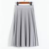 Spring Autumn Fashion Women's High Waist Pleated Solid Color Half Length Elastic Skirt