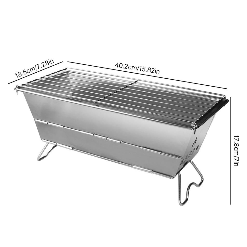 Портативный кемпинговый гриль-барбекю Раскладывается и используется без инструментов, складной, из нержавеющей стали, древесный уголь