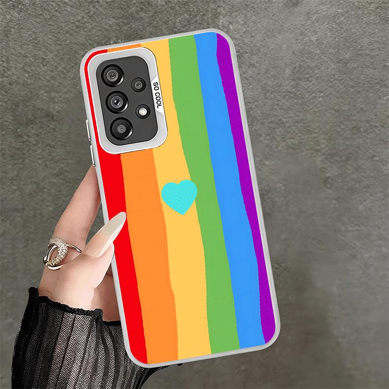 Rainbow Gradient Love Desgin Soft Phone Case for Samsung A17 A16 A15 A14 A13 A57 A56 A55 A54 A53 A37 A36 A35 A34 A33 A26 A25 A24