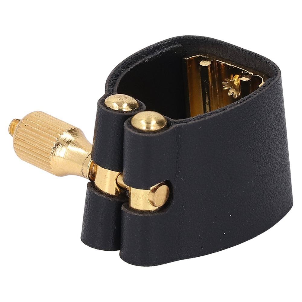 Leather And Metal Sax Mouthpiece Ligature Black Color Alto Sax Ligature For Alto Saxophone