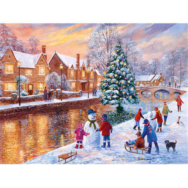 Landscape DIY 5D Diamond Painting Winter Snow Mosaic Rhinestone Full Round Drill Diamond Embroidery Cross Stitch Home Decor