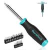 18-Piece T-Handle Precision Screwdriver Set, 4-in-1 Conversion, Phillips/Slotted/Torx/Hex Bits, Built-In Holder, Furniture/Car Repair