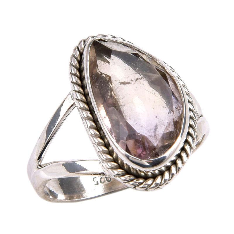 Ювелирное кольцо ручной работы из цельного серебра 925 пробы с натуральным аметрином, размер 7 L5G35