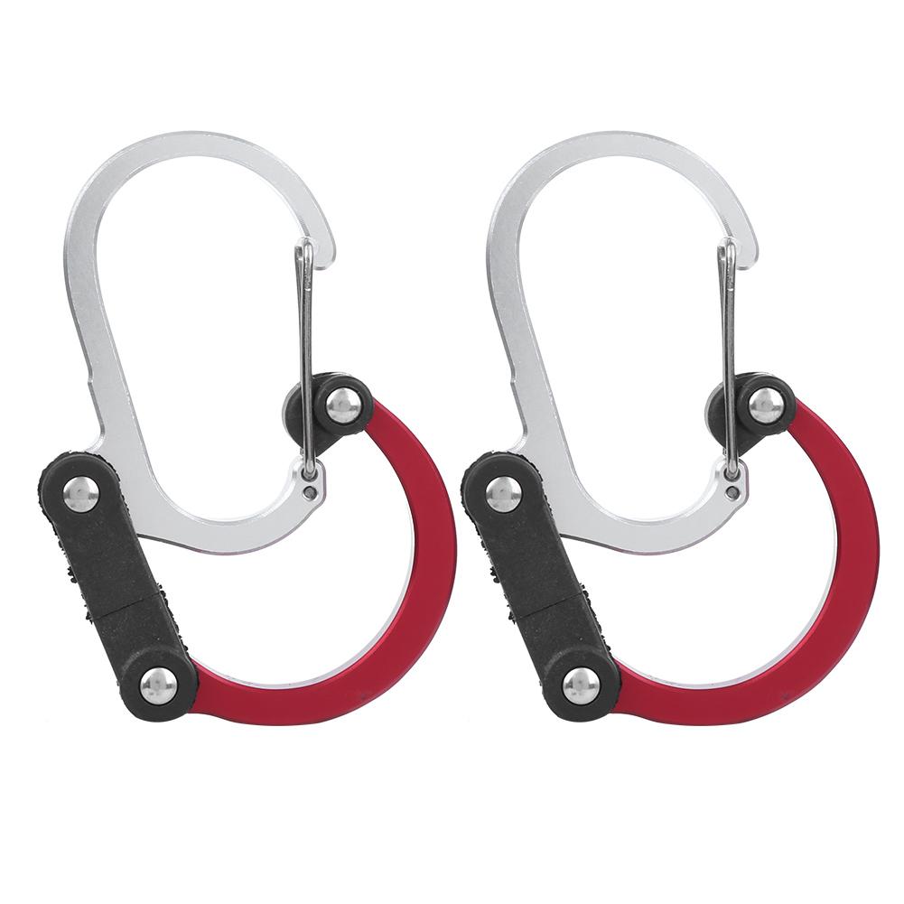 Aluminum Carabiner MultiFunction Outdoor Travelling Quick Hanging External Buckle 2 Pcs(Red )