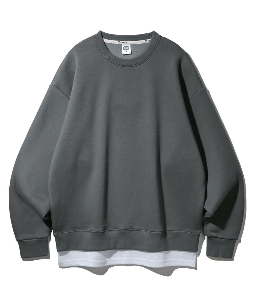 ALVINCLO [Double Cotton/Fleece-Lined] Layered Oversized Sweatshirt Mar884 (3 Colors) (Type A)