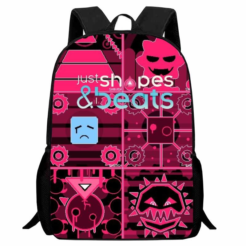 Школьная сумка с принтом «Ритм фигур» Just Shapes & Beats, Мультяшный активный рюкзак для мужчин и женщин