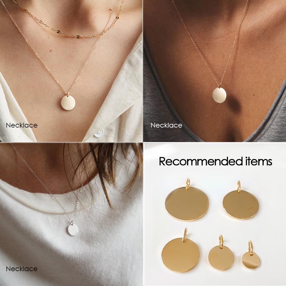 Engravable Stainless Steel Round Pendant with Hanging Ring for DIY Jewelry Bracelets & Necklaces
