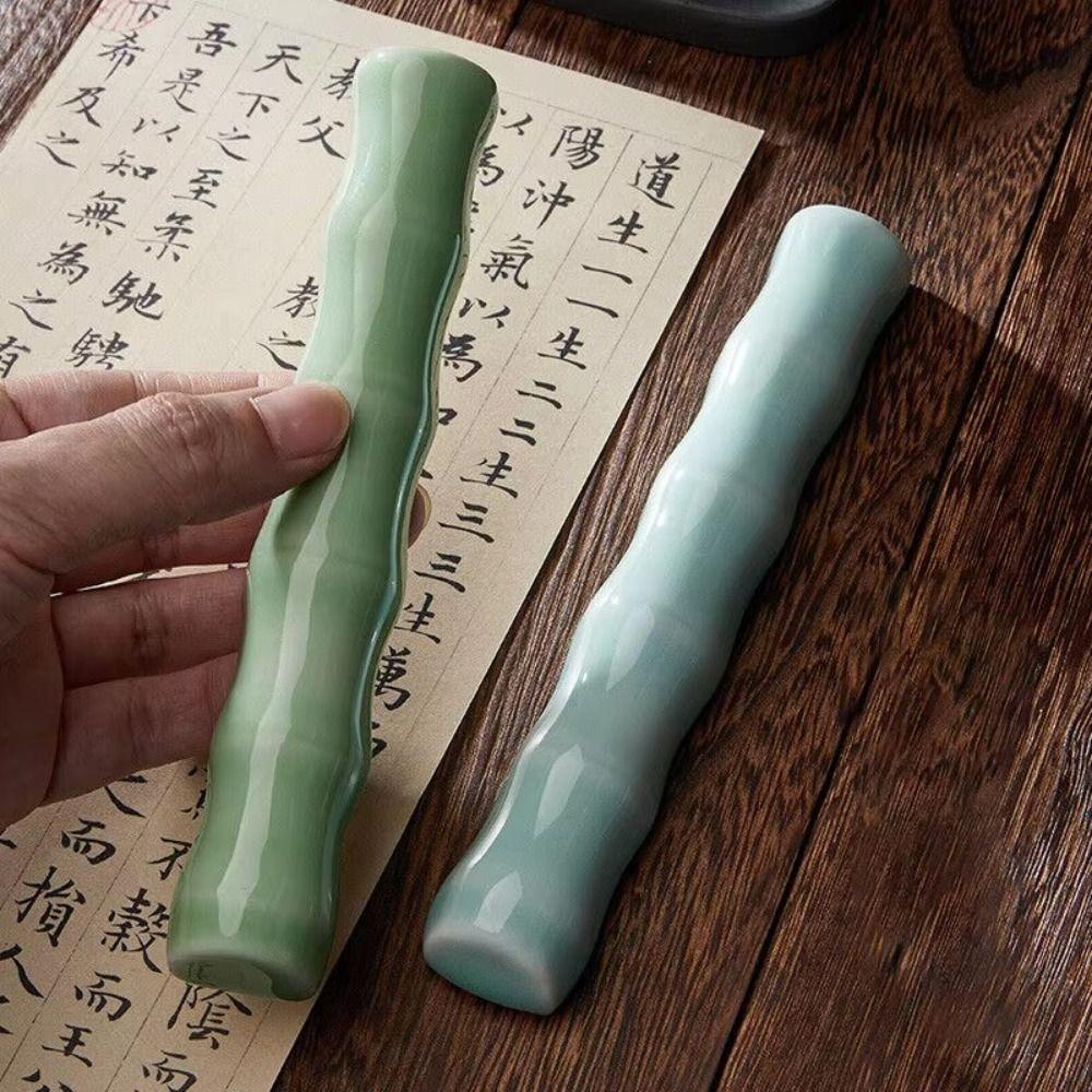 Calligraphy Bamboo Joint Paperweight Traditional Pen Brush Rest Holder  Art Supplies