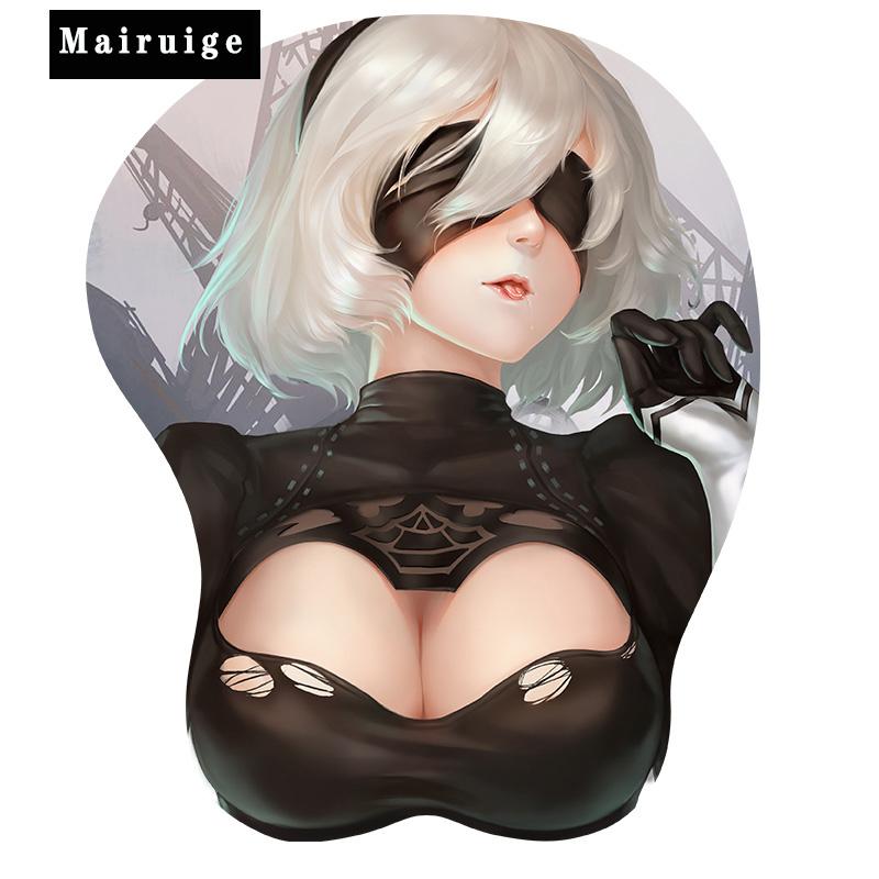 Нескользящий 3D милый коврик для мыши аниме сексуальная девушка Nier 2B 3D набедренные мягкие коврики для мыши с подставкой для запястий игровой коврик для мыши для LOLCSGO 26*22