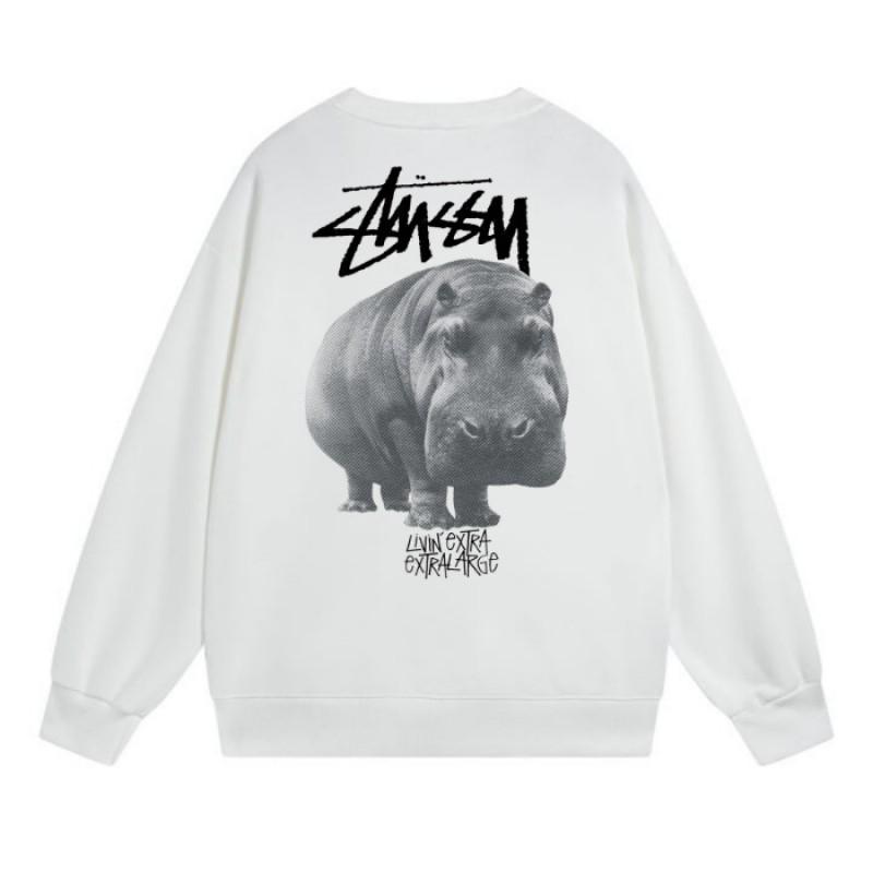 Classic Print Hoodie Mens Loose Fit Crewneck Cotton Sweatshirt Casual Wear