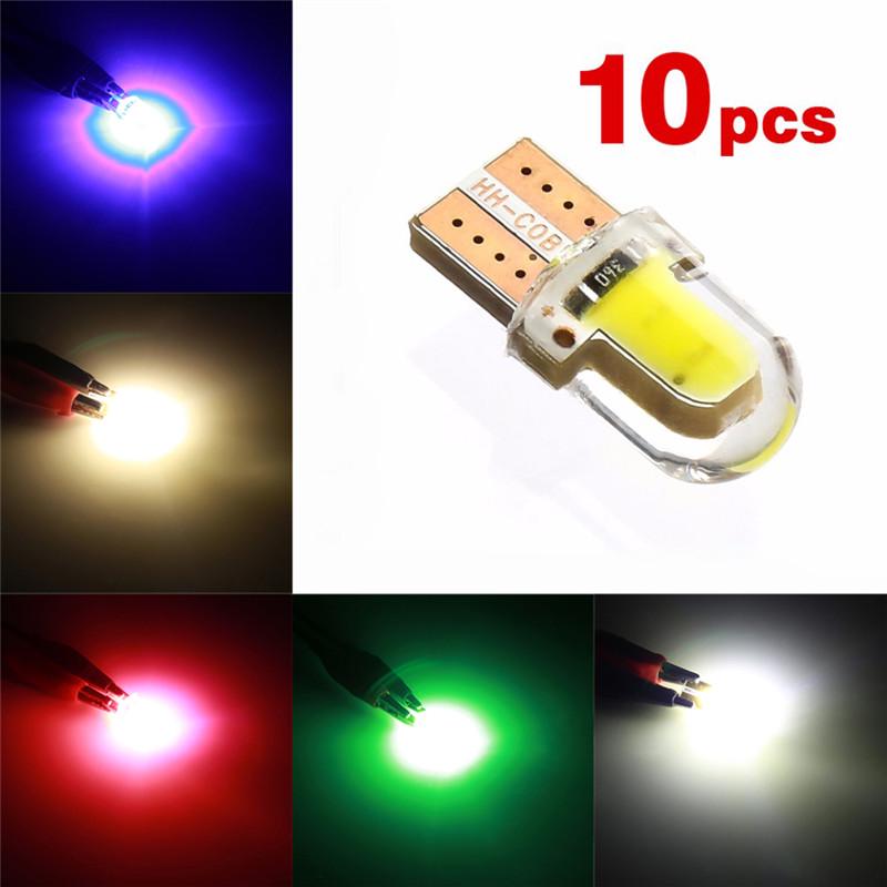 10Pcs T10 W5W Led Car Interior Colored Light Wedge Clearance Lamp Parking Bulb Silicone Marker Lamp