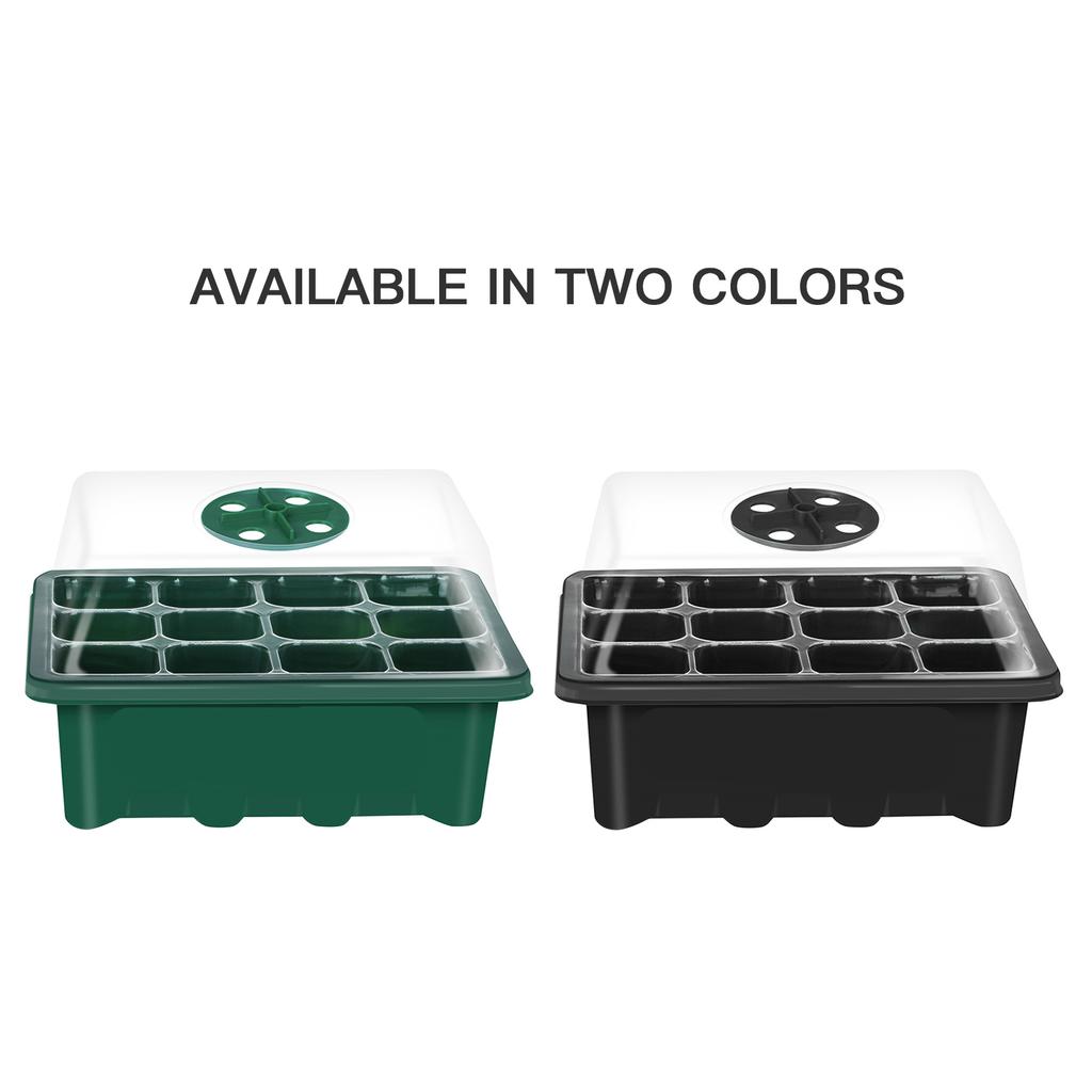 10 Set Seed Trays Seedling Starter Tray (12 Cells Per Tray)with Adjustable Dome Lids and Base Plus