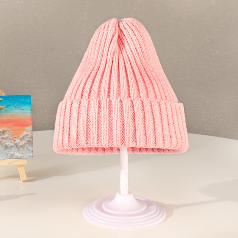 Зимняя вязаная шапка для девочек сладких конфетных цветов, для мальчиков и детей, мягкая теплая шапка для улицы, детская модная шерстяная шапка