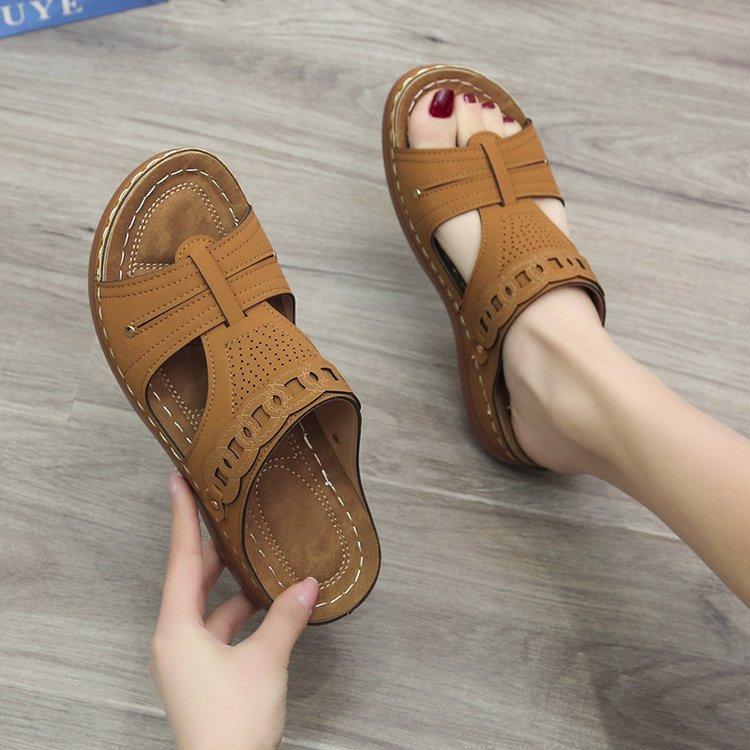 2024 summer new fashion women's shoes slope heel thick sole cool slippers women's shoes large size 43