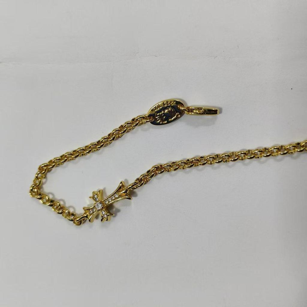 Браслет CH Retro Crono с бриллиантом, золотом, тайским серебром и дизайном в виде цветочного креста